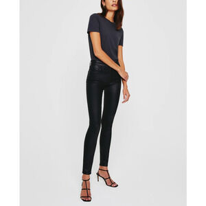 AG Farrah Mid-Rise Skinny Ankle Leatherette Super Black 27